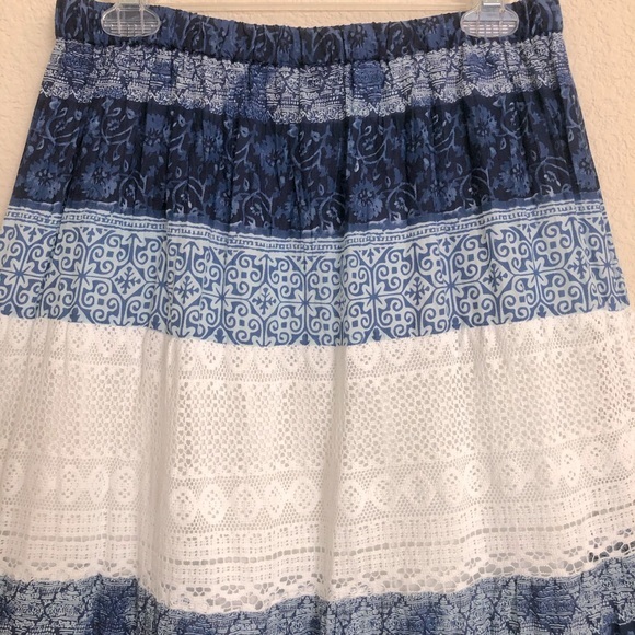 Boho Indie Festival Rave Tiered Lace Hippie Skirt - Picture 8 of 13